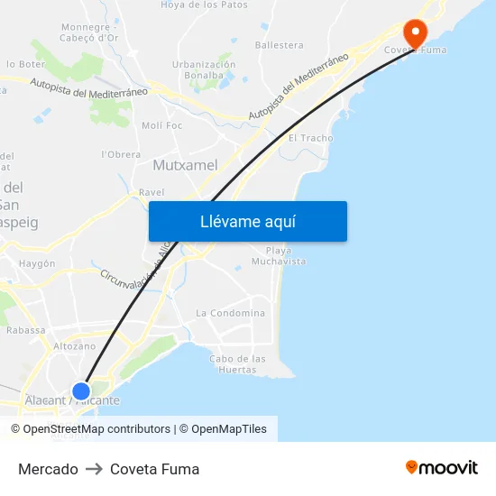 Mercado to Coveta Fuma map