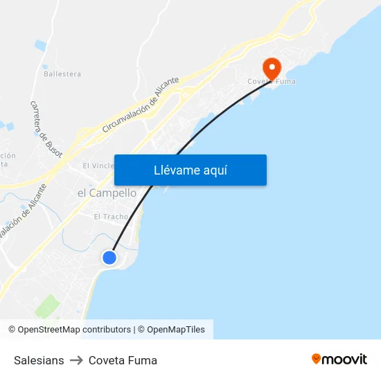 Salesians to Coveta Fuma map