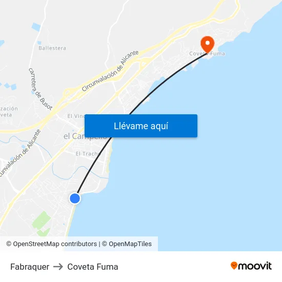 Fabraquer to Coveta Fuma map