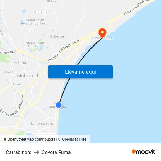 Carrabiners to Coveta Fuma map
