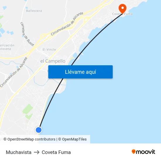Muchavista to Coveta Fuma map