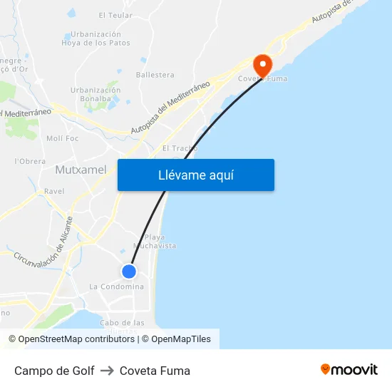 Campo de Golf to Coveta Fuma map