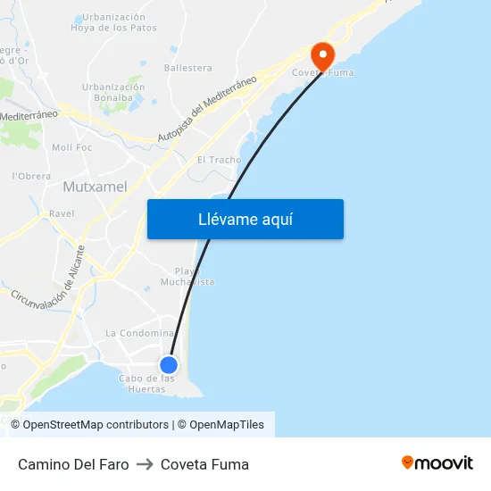 Camino Del Faro to Coveta Fuma map