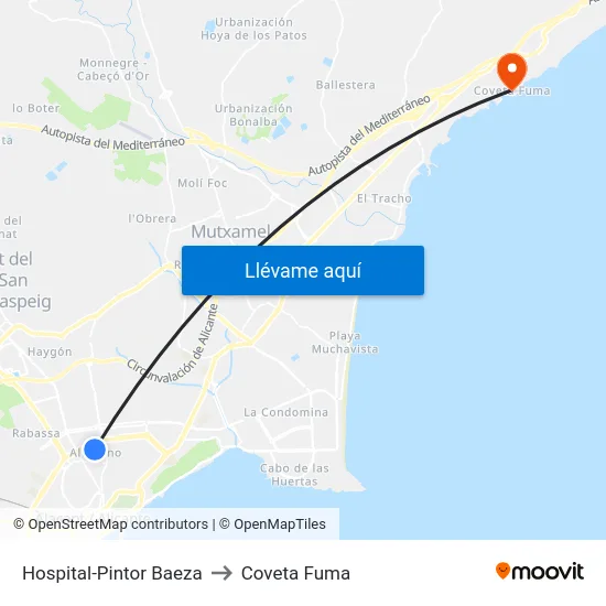 Hospital-Pintor Baeza to Coveta Fuma map
