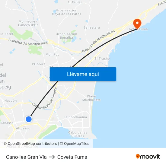 Cano-Ies Gran Vía to Coveta Fuma map