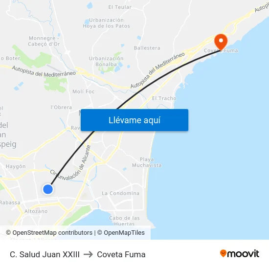 C. Salud Juan XXIII to Coveta Fuma map