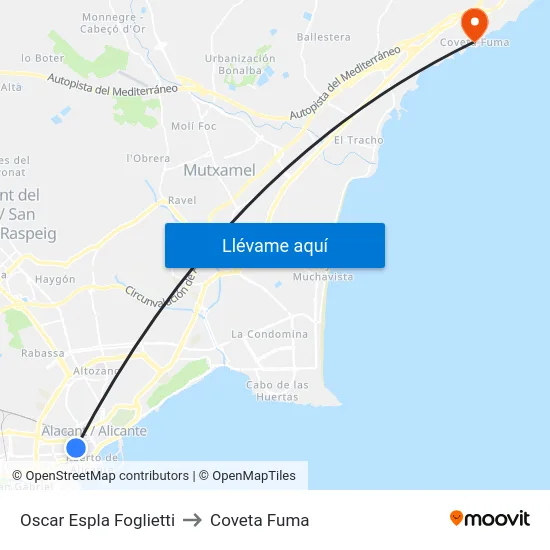 Oscar Espla Foglietti to Coveta Fuma map