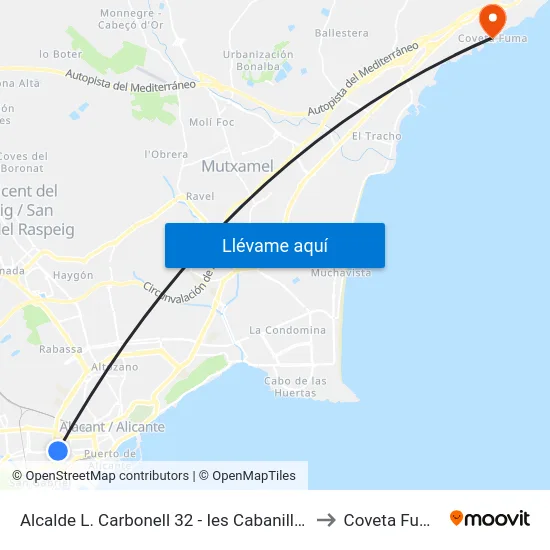 Alcalde L. Carbonell 32 - Ies Cabanilles to Coveta Fuma map