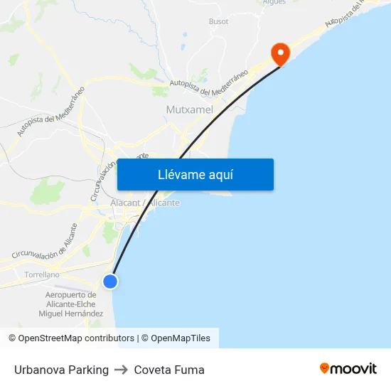 Urbanova Parking to Coveta Fuma map