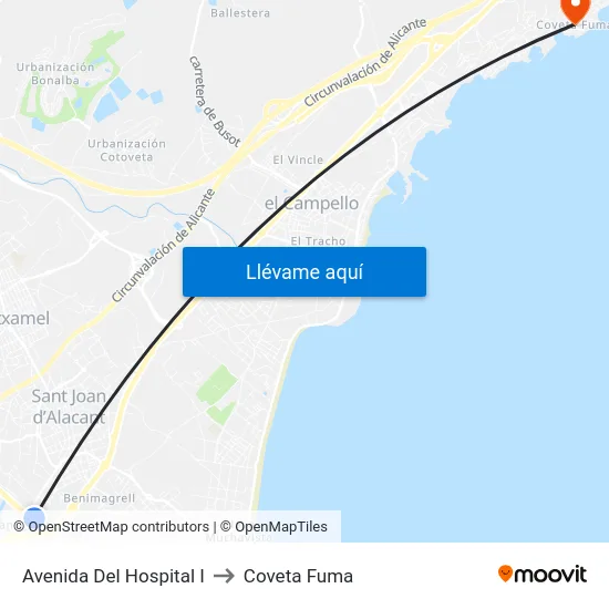Avenida Del Hospital I to Coveta Fuma map