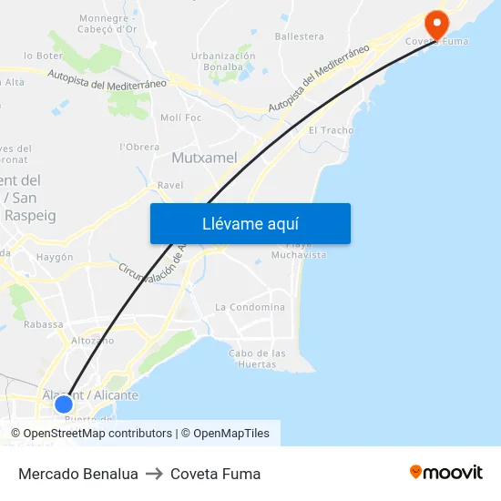 Mercado Benalua to Coveta Fuma map
