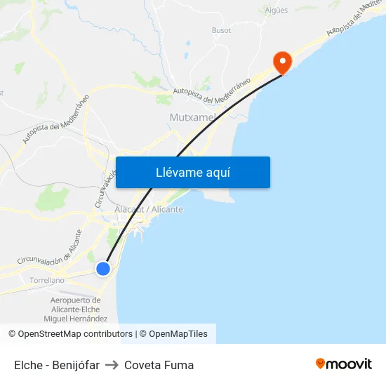 Elche - Benijófar to Coveta Fuma map