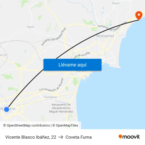 Vicente Blasco Ibáñez, 22 to Coveta Fuma map