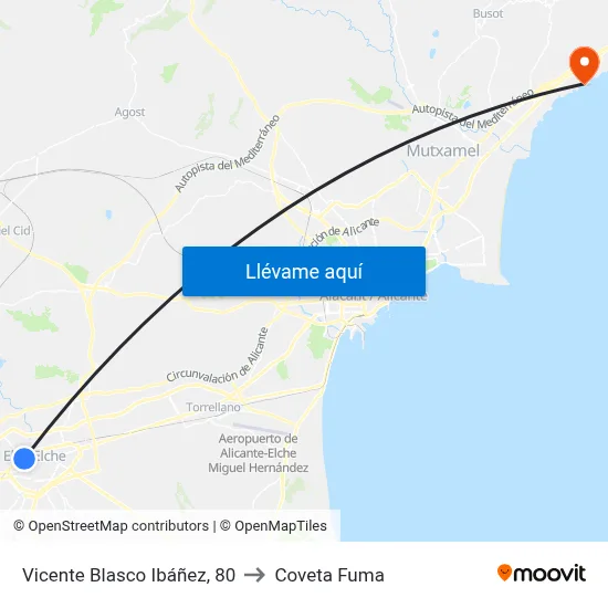 Vicente Blasco Ibáñez, 80 to Coveta Fuma map