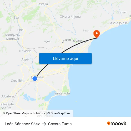 León Sánchez Sáez to Coveta Fuma map