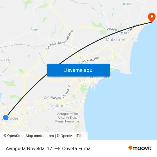 Avinguda Novelda, 17 to Coveta Fuma map