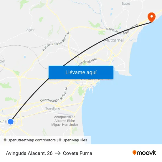 Avinguda Alacant, 26 to Coveta Fuma map