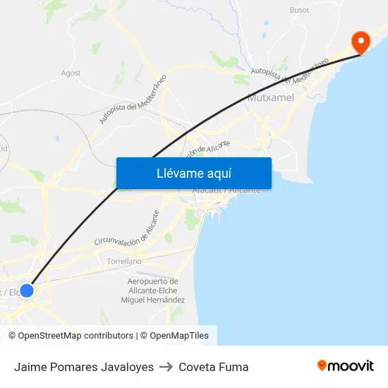 Jaime Pomares Javaloyes to Coveta Fuma map