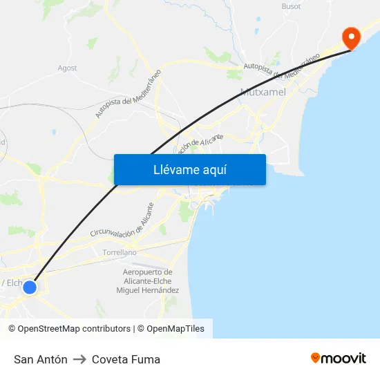 San Antón to Coveta Fuma map