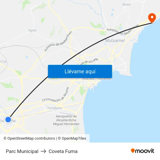 Parc Municipal to Coveta Fuma map