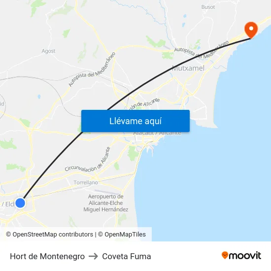 Hort de Montenegro to Coveta Fuma map