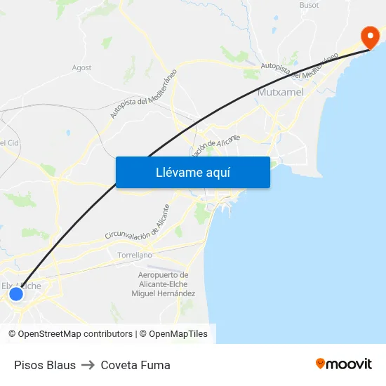 Pisos Blaus to Coveta Fuma map