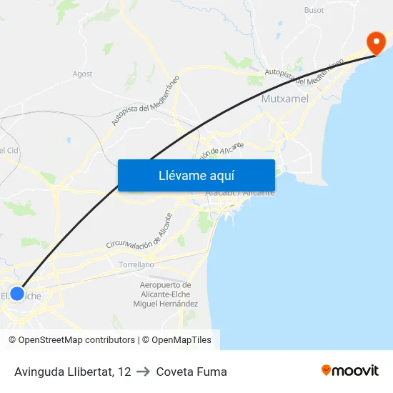 Avinguda Llibertat, 12 to Coveta Fuma map
