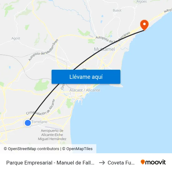 Parque Empresarial - Manuel de Falla 1 to Coveta Fuma map