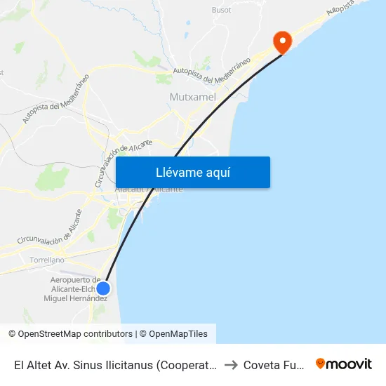 El Altet Av. Sinus Ilicitanus (Cooperativa) to Coveta Fuma map