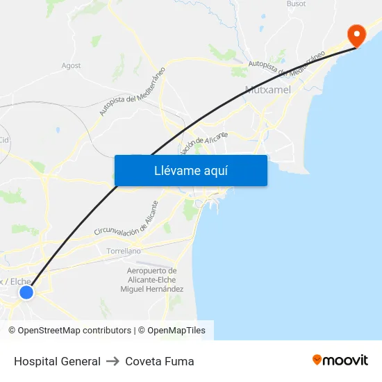 Hospital General to Coveta Fuma map