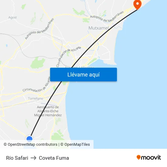 Río Safari to Coveta Fuma map