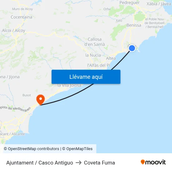 Ajuntament / Casco Antiguo to Coveta Fuma map