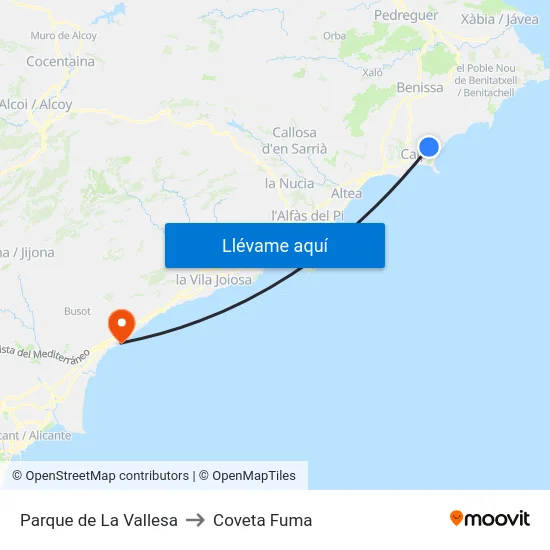 Parque de La Vallesa to Coveta Fuma map