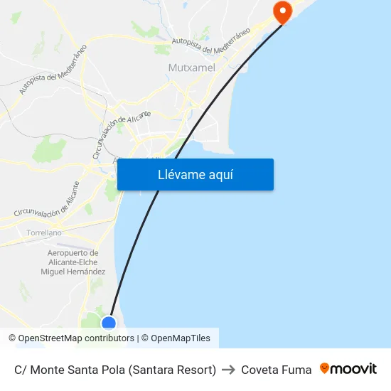 C/ Monte Santa Pola (Santara Resort) to Coveta Fuma map
