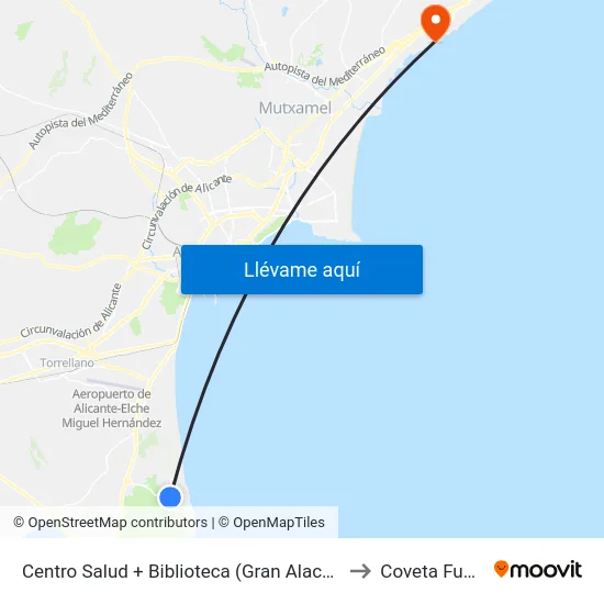 Centro Salud + Biblioteca (Gran Alacant) to Coveta Fuma map