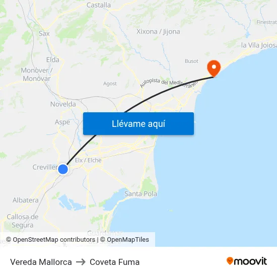 Vereda Mallorca to Coveta Fuma map