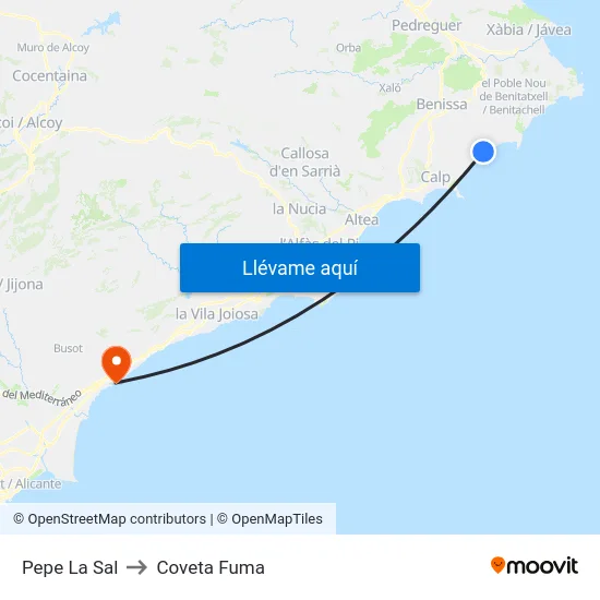 Pepe La Sal to Coveta Fuma map