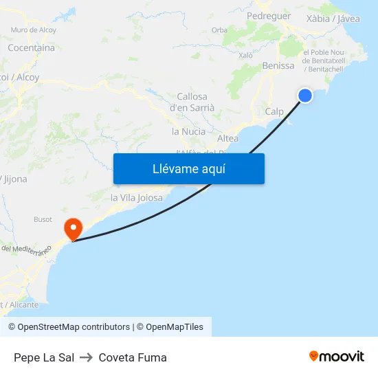 Pepe La Sal to Coveta Fuma map