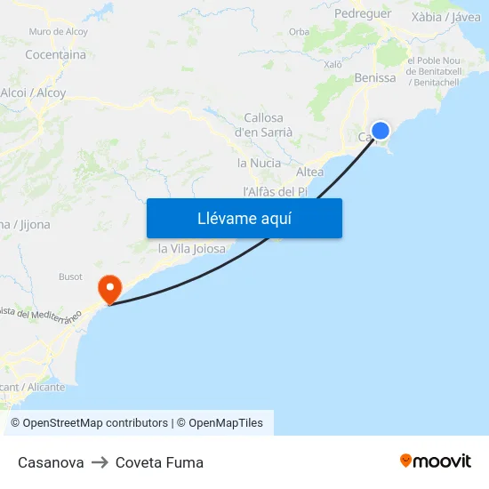 Casanova to Coveta Fuma map
