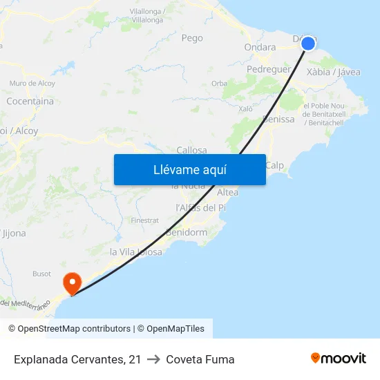 Explanada Cervantes, 21 to Coveta Fuma map