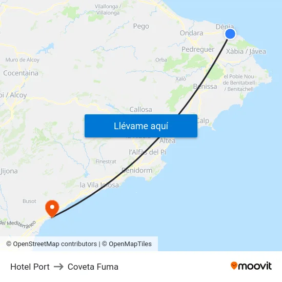 Hotel Port to Coveta Fuma map
