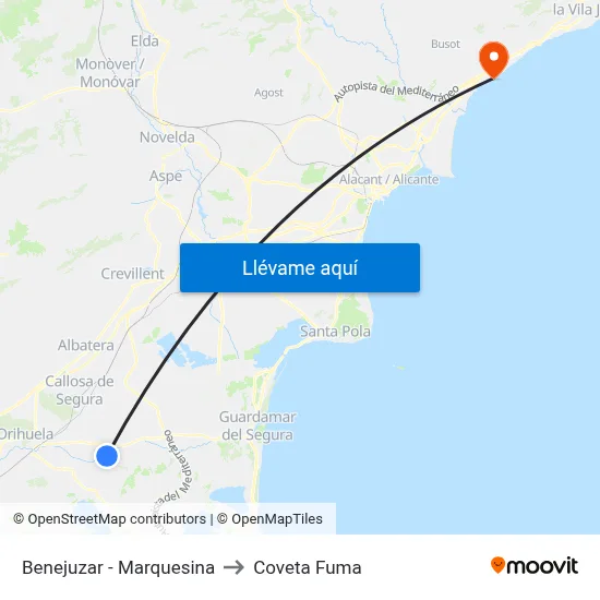 Benejuzar - Marquesina to Coveta Fuma map