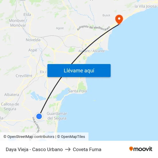 Daya Vieja - Casco Urbano to Coveta Fuma map
