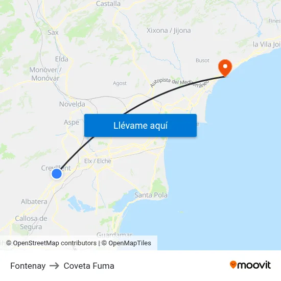 Fontenay to Coveta Fuma map