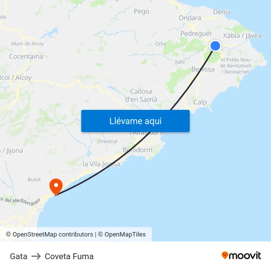 Gata to Coveta Fuma map