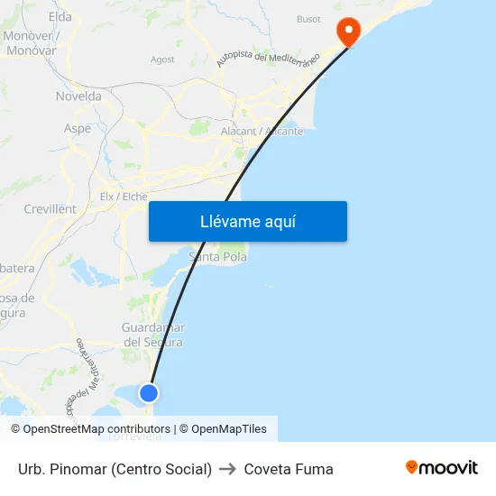Urb. Pinomar (Centro Social) to Coveta Fuma map