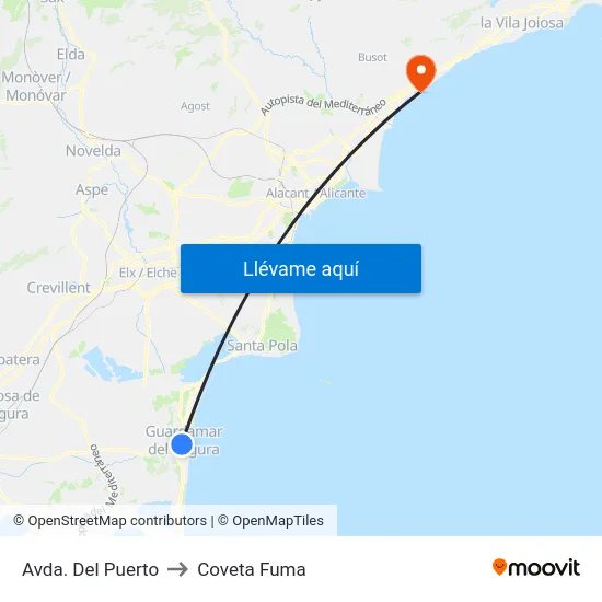 Avda. Del Puerto to Coveta Fuma map
