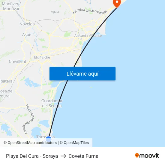 Playa Del Cura -  Soraya to Coveta Fuma map