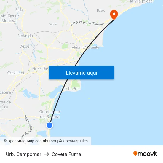 Urb. Campomar to Coveta Fuma map