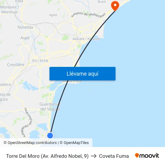 Torre Del Moro (Av. Alfredo Nobel, 9) to Coveta Fuma map